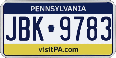 PA license plate JBK9783