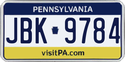 PA license plate JBK9784