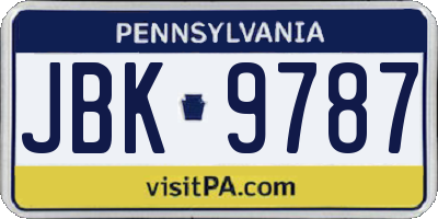 PA license plate JBK9787