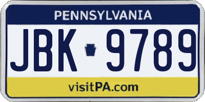 PA license plate JBK9789
