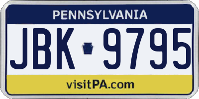 PA license plate JBK9795