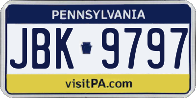 PA license plate JBK9797