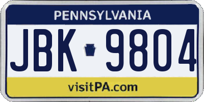 PA license plate JBK9804