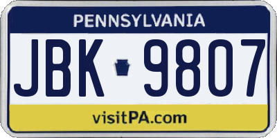 PA license plate JBK9807
