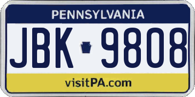 PA license plate JBK9808