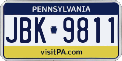 PA license plate JBK9811