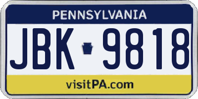 PA license plate JBK9818