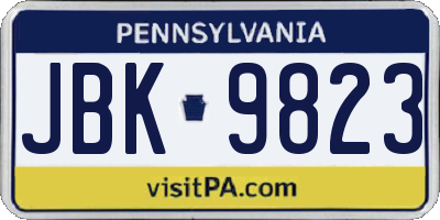 PA license plate JBK9823