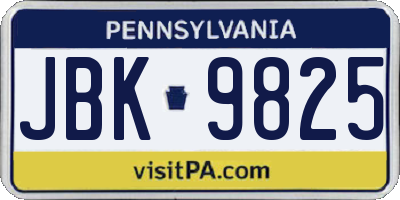 PA license plate JBK9825
