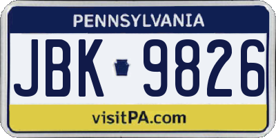 PA license plate JBK9826