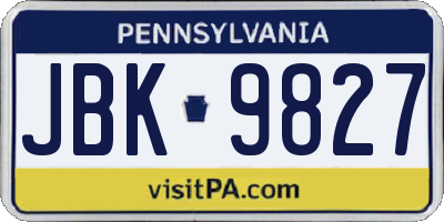 PA license plate JBK9827