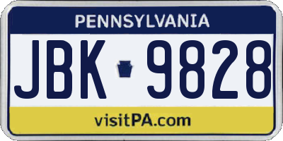 PA license plate JBK9828
