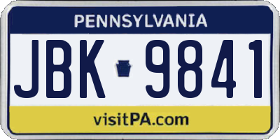 PA license plate JBK9841