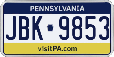 PA license plate JBK9853