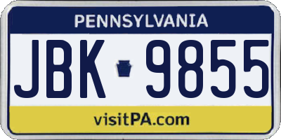 PA license plate JBK9855
