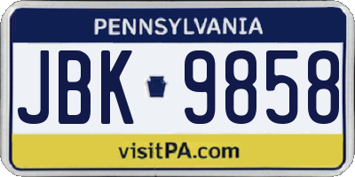 PA license plate JBK9858