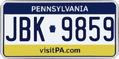 PA license plate JBK9859