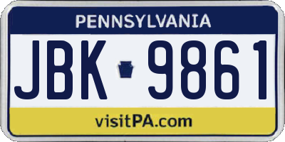 PA license plate JBK9861