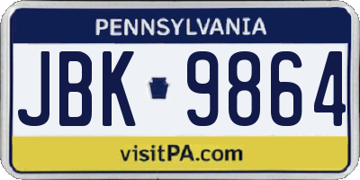 PA license plate JBK9864