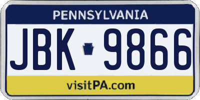 PA license plate JBK9866