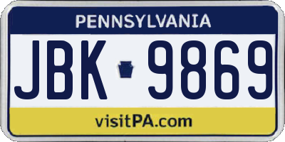 PA license plate JBK9869