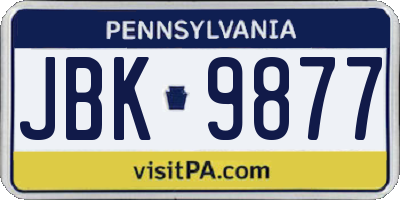 PA license plate JBK9877