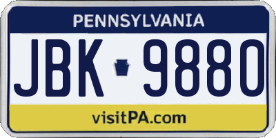 PA license plate JBK9880