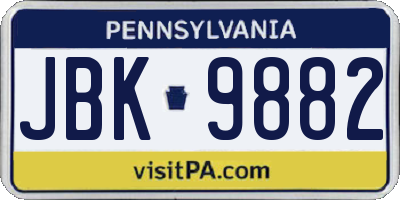 PA license plate JBK9882