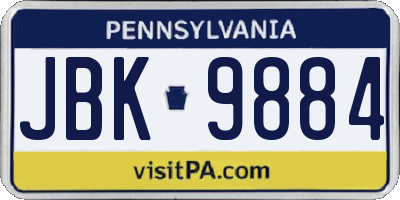 PA license plate JBK9884