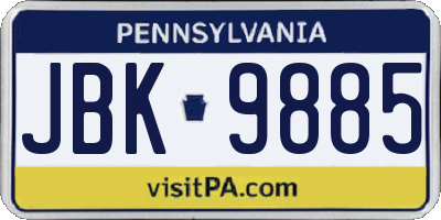 PA license plate JBK9885