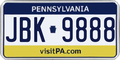 PA license plate JBK9888