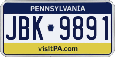 PA license plate JBK9891