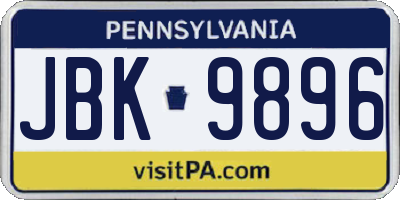 PA license plate JBK9896