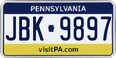 PA license plate JBK9897