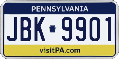 PA license plate JBK9901