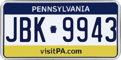 PA license plate JBK9943