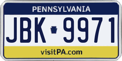 PA license plate JBK9971