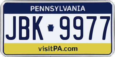 PA license plate JBK9977