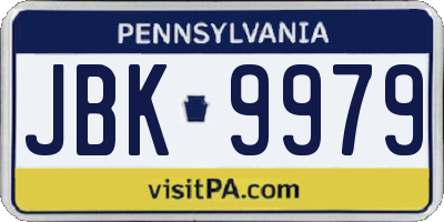 PA license plate JBK9979