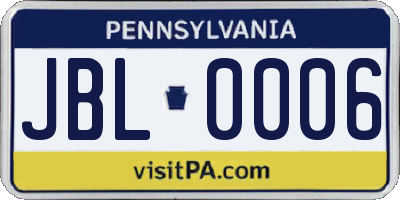PA license plate JBL0006