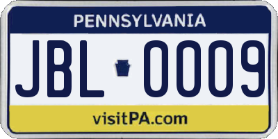 PA license plate JBL0009