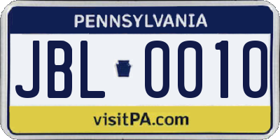 PA license plate JBL0010