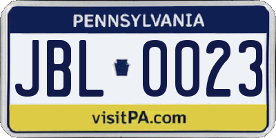 PA license plate JBL0023
