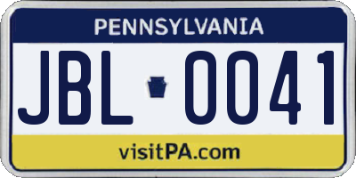 PA license plate JBL0041