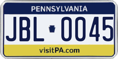 PA license plate JBL0045