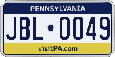 PA license plate JBL0049