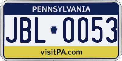 PA license plate JBL0053