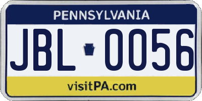 PA license plate JBL0056