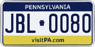 PA license plate JBL0080