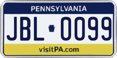PA license plate JBL0099